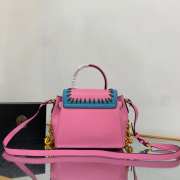 Versace Small La Medusa Whipstitch Pink and Blue Leather Top Handle Bag 20x10x17cm - 5