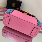 Versace Small La Medusa Whipstitch Pink and Blue Leather Top Handle Bag 20x10x17cm - 3