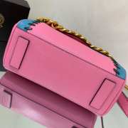 Versace La Medusa Whipstitch Pink and Blue Leather Top Handle Bag 25x15x22cm - 4