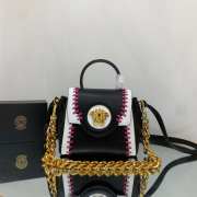 Versace Small La Medusa Whipstitch White and Black Leather Top Handle Bag 20x10x17cm - 1