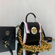 Versace Small La Medusa Whipstitch White and Black Leather Top Handle Bag 20x10x17cm - 2