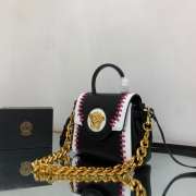 Versace Small La Medusa Whipstitch White and Black Leather Top Handle Bag 20x10x17cm - 3