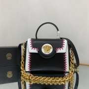 Versace La Medusa Whipstitch White and Black Leather Top Handle Bag 25x15x22cm - 1