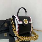 Versace La Medusa Whipstitch White and Black Leather Top Handle Bag 25x15x22cm - 5