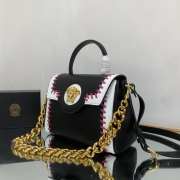 Versace La Medusa Whipstitch White and Black Leather Top Handle Bag 25x15x22cm - 4