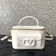 Valentino Garavani Locò mini handbag in calfskin leather in white 16.5x10x7.5cm - 1