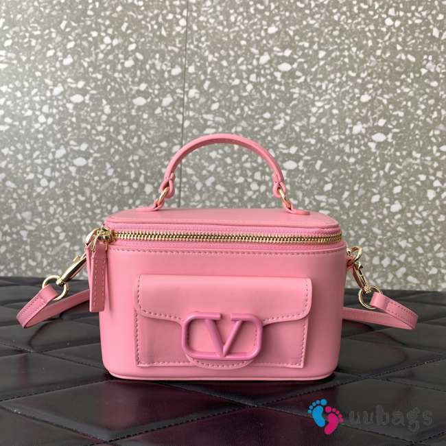 Valentino Garavani Locò mini handbag in calfskin leather in pink 16.5x10x7.5cm - 1