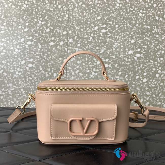 Valentino Garavani Locò mini handbag in calfskin leather rose cannelle 16.5x10x7.5cm - 1