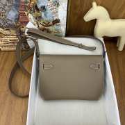 Kelly depeches 25 pouch in beige marfa with silver buckle 25.2x9.5x4cm - 5