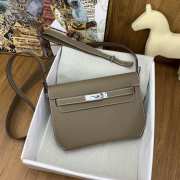 Kelly depeches 25 pouch in beige marfa with silver buckle 25.2x9.5x4cm - 4