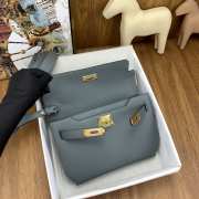 Kelly depeches 25 pouch in grey with gold buckle 25.2x9.5x4cm - 3