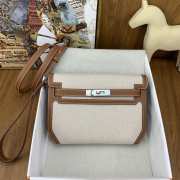 Hermes Kelly Depeches 25 Pouch in Ecru Toile With Silver Buckle 25.2x9.5x4cm - 1