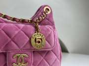 Chanel Hobo Bag Velvet & Gold-Tone Metal Pink 19x17x6cm - 3