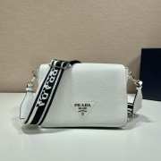 Prada soft leather bag with the lettering logo on the flap in white 23x15.5x9cm - 1