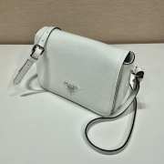 Prada soft leather bag with the lettering logo on the flap in white 23x15.5x9cm - 5