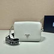 Prada soft leather bag with the lettering logo on the flap in white 23x15.5x9cm - 2