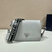 Prada soft leather bag with the lettering logo on the flap in grey 23x15.5x9cm - 1