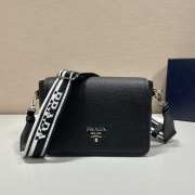 Prada soft leather bag with the lettering logo on the flap in black 23x15.5x9cm - 1