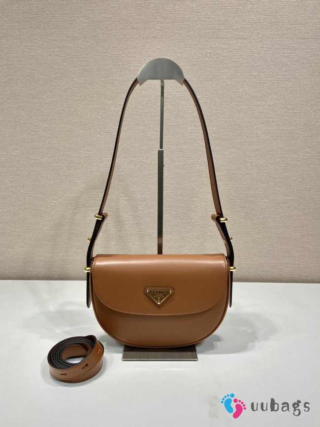 Prada Arqué leather shoulder bag in cognac 12x23x6cm - 1