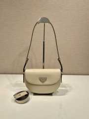 Prada Arqué leather shoulder bag in beige 12x23x6cm - 1