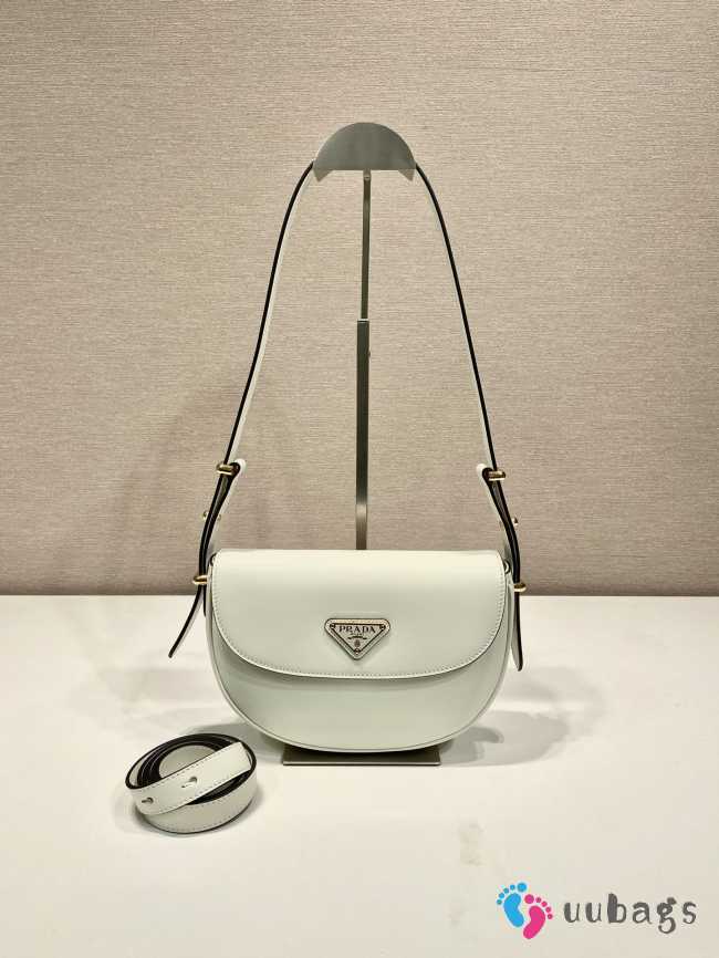 Prada Arqué leather shoulder bag in white 12x23x6cm - 1