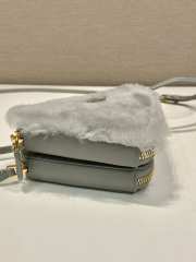 Prada Shearling and Saffiano Leather Mini Pouch Grey 15x10x15cm - 4