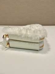 Prada Shearling and Saffiano Leather Mini Pouch White 15x10x15cm - 2