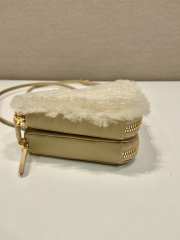 Prada Shearling and Saffiano Leather Mini Pouch Beige 15x10x15cm - 2