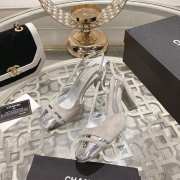 Chanel Slingback Shoes Metallic Calfskin & Suede Leather Grey 5cm/8cm - 1