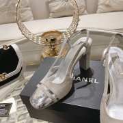 Chanel Slingback Shoes Metallic Calfskin & Suede Leather Grey 5cm/8cm - 6