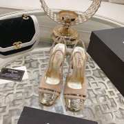 Chanel Slingback Shoes Gold Metallic Calfskin & Suede Leather Beige 5cm/8cm - 6