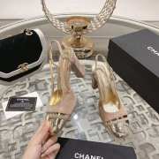 Chanel Slingback Shoes Gold Metallic Calfskin & Suede Leather Beige 5cm/8cm - 4