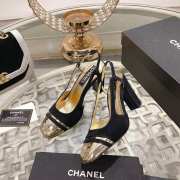 Chanel Slingback Shoes Metallic Calfskin & Suede Leather Black 5cm/8cm - 1