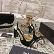 Chanel Slingback Shoes Metallic Calfskin & Suede Leather Black 5cm/8cm - 5