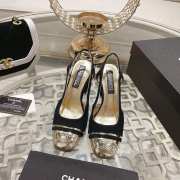 Chanel Slingback Shoes Metallic Calfskin & Suede Leather Black 5cm/8cm - 4