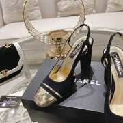 Chanel Slingback Shoes Metallic Calfskin & Suede Leather Black 5cm/8cm - 2