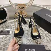 Chanel Slingback Shoes Metallic Calfskin & Suede Leather Black 5cm/8cm - 3