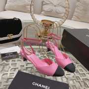 Chanel Slingback Shoes Sheepskin & Grosgrain Fabric Coral Pink & Black 4.5cm - 4