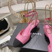 Chanel Slingback Shoes Sheepskin & Grosgrain Fabric Coral Pink & Black 4.5cm - 2