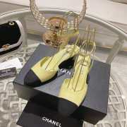 Chanel Slingback Shoes Sheepskin & Grosgrain Fabric Coral Yellow & Black 4.5cm - 6