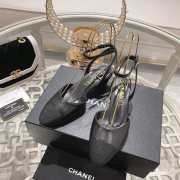 Chanel Slingback Shoes Sheepskin & Grosgrain Fabric Coral Black 4.5cm - 3