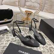 Chanel Slingback Shoes Sheepskin & Grosgrain Fabric Coral Black 4.5cm - 5