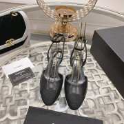 Chanel Slingback Shoes Sheepskin & Grosgrain Fabric Coral Black 4.5cm - 6