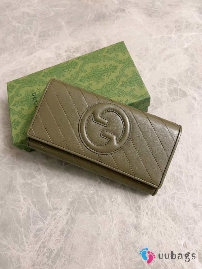 Gucci Blondie Continental Wallet In Dark Olive Green 19x10x3.5cm - 1