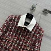 Chanel Autumn red tweed jacket with long sleeve shirt collar - 6