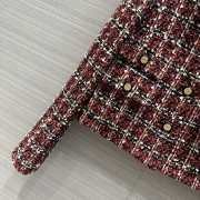 Chanel Autumn red tweed jacket with long sleeve shirt collar - 2