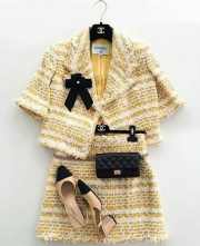 Set Chanel tweed coat & skirt yellow - 3