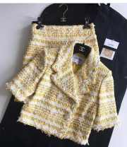 Set Chanel tweed coat & skirt yellow - 2