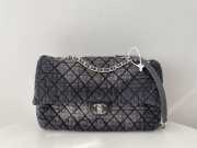 Chanel Washed Denim Quilted Denimpression Flap Bag Black 20x36.5x11.5cm - 1