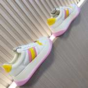 Gucci Screener sneaker with white GG canvas pink and yellow padded leather Web - 4